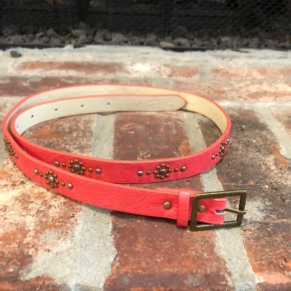 Women’s 3/4” wide coral belt with burnished gold tone and silver tone studs. 36” - Picture 1 of 5